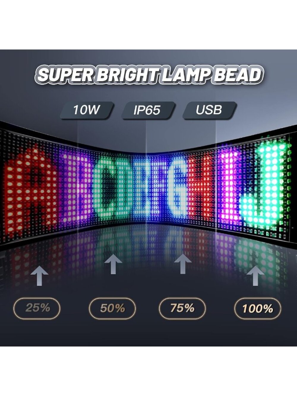 Programmable Bright LED Sign 27''x5'' - Bluetooth App Control, Custom Text - Picture 6 of 6